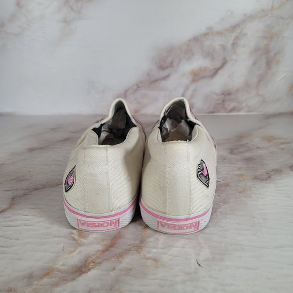 Vision Street '80s Pink Black Tattoo HYPNO HEART Slip-On Skater Canvas Shoes - Picture 8 of 10